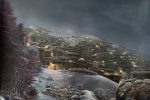Pittura a olio,Neve ,Paesaggio invernale,Notte innevata