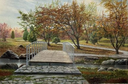 Ponte nel giardino Giardino Botanico Teheran Paesaggio autunnale Natura in città Atmosfera calda