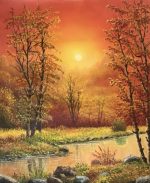 Tramonto Sole arancione Cielo caldo Luce del sole Atmosfera d'autunno Paesaggio romantico