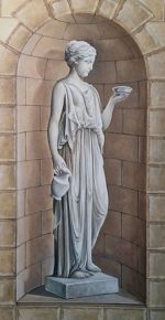 Murali scultorei Effetto statua Arte tridimensionale Trompe l'oeil Marmo dipinto Scultura classica Pittura realistica Decorazione architettonica