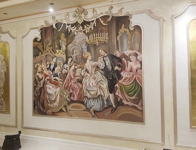 Murales Classici Murali classici Stile antico Decorazione di lusso Affresco Arte tradizionale Pittura su muro Dettagli dorati Interior di lusso