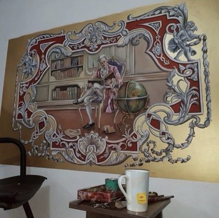 Murali classici Stile antico Decorazione di lusso Affresco Arte tradizionale Pittura su muro Dettagli dorati Interior di lusso