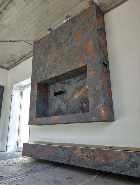 Effetto ruggine Ossidazione Ferro battuto effetto Rame ossidato Stile industriale Pittura materica Patina artistica Luxury industrial decor Effetto metallo